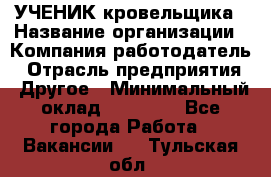 УЧЕНИК кровельщика › Название организации ­ Компания-работодатель › Отрасль предприятия ­ Другое › Минимальный оклад ­ 20 000 - Все города Работа » Вакансии   . Тульская обл.